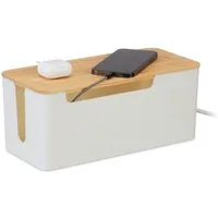 relaxdays Kabelbox mit Bambusdeckel