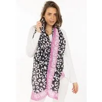 Zwillingsherz Schal "Leo Dreams", Leomuster und Schriftzug, transparenter Look