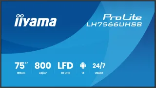 Iiyama LH7566UHSB-B1AG | lh7566uhsb-b1ag | Digital Signage Flachbildschirm - 190,5 cm (75")