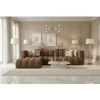 Kaiser Möbel Ecksofa Moderne aus Veloursstoff Salvador Grand L 318 cm, Ecksofa, Tiefe Sitzflächen,Premium-Velours Salvador,Design Soft-Cube