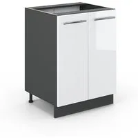 Vicco Unterschrank Fame-Line, Weiß Hochglanz/Anthrazit, 60 cm ohne Arbeitsplatte (1-St)