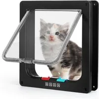 nobleza Haustierklappe Katzenklappe Hundeklappe 4 Wege Magnet-Verschluss für Katzen M
