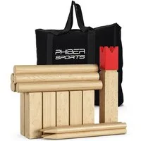 PHIBER-SPORTS Spiel Kubb Wikinger Spiel aus Holz in PREMIUM Qualität – Aus massivem Holz, Kubb Wikinger Schach, Splitterfreies Hartholz