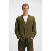 HUGO Strickjacke Sonou V-Ausschnitt, Oversized fit, Bouclé-Strick