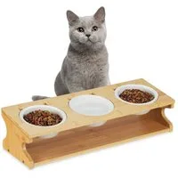 relaxdays Futterstation Katzen Futterstation mit 3 Näpfen