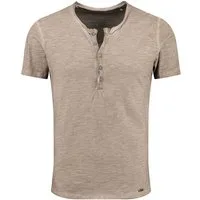 Key Largo Henleyshirt Lemonade vintage Look uni Basic MT00122 mit Knopfleiste unifarben kurzarm slim fit