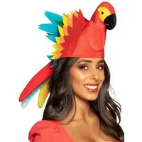 Boland Hawaii-Kostüm Papagei Kopfbedeckung - Fasching Tier Kostüm Hut, Farbenfrohes Federvieh zum Aufsetzen