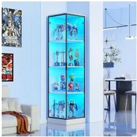 BROTTAR Eckvitrine Glasvitrine mit LED Beleuchtung und menschlicher Sensor aus MDF - Holz und Acryl, einfache Montage, weiß