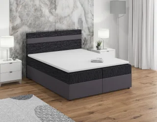 Boxspringbett Schlafzimmerbett INVERN 140x200cm Grau-Schwarz