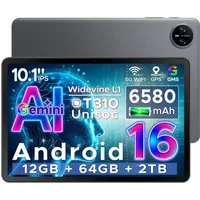 DOOGEE TAB A9 Tablet 10 Zoll, Android Tablet, 64GB ROM (TF 2TB), 5G WiFi Tablet (10.1", 64 GB, Android 16, Wifi, Android 16, Gemini AI, 8MP Kamera, Type-C, GMS, Bluetooth 5.0, Face ID)