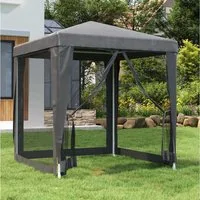 furnicato Partyzelt 200x200x240 cm Anthrazit mit wasserfestem HDPE und, UV-beständiger Pavillon mit Insektenschutz und Reißverschluss-Zugang