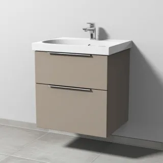 Sanipa 3way Waschtischunterbau zu Geberit Acanto Waschtisch mit 2 Auszügen, Sandgrau-Matt UF41567