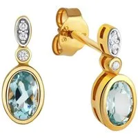 Firetti Paar Ohrstecker Schmuck Geschenk Silber 925 Ohrschmuck Ohrschmuck Edelstein Topas, mit Blautopas (behandelt), Zirkonia (synth)