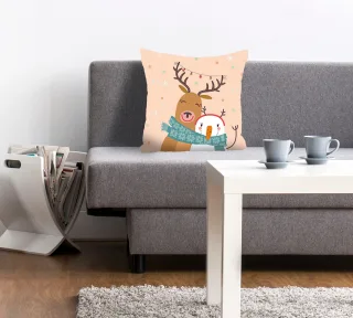 queence Dekokissen "Noel" mit einem Rentier und Schneemann