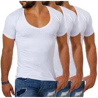 Young & Rich T-Shirt Herren Uni Basic extra tiefer Ausschnitt Unterziehshirt 1315 V-Ausschnitt unifarben kurzarm slim fit