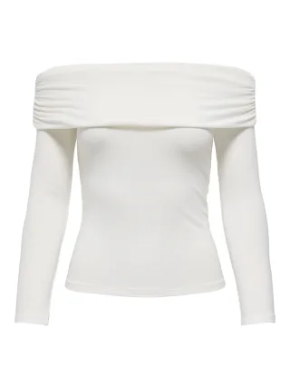 ONLY - ONLGLAMOUR L/S OFF SHOULDER TOP CC JRS cloud dancer - Gr. - L