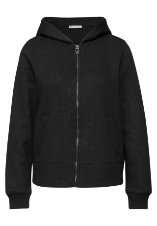 Street One - Glitzernde Sweatjacke schwarz - Gr. - 36