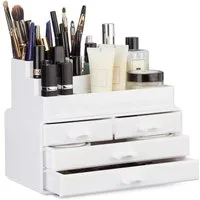 relaxdays Make-Up Organizer mit 4 Schublade, weiß