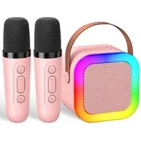 AKKEE Karaoke Maschine mit 2 Bluetooth Mikrofonen, Geschenke für 3-12 Jahre Karaoke-Maschine 1 (Bluetooth)