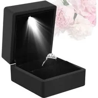 Coonoor Schmuckkasten LED Valentinstag Ringschachtel Ring Samt Schmuck Etui Verlobung