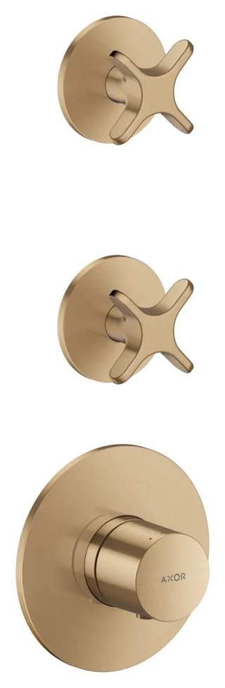 Hansgrohe Thermostatmodul Unterputz AXOR One für 2 Verbraucher mit Kreuzgriff brushed bronze , 487 48712140