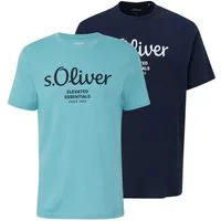 s.Oliver T-Shirt Casual (2-tlg) mit Rundhals-Ausschnitt, kurzarm, Logo-Aufdruck im 2er Pack
