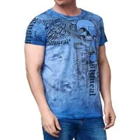 R-NEAL T-Shirt Herren T-Shirt Oil Washed Skull Printed 100% Cotton S M L XL XXL 3XL