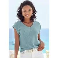 LASCANA Kurzarmshirt mit Zierperle (2er-Pack) Sommershirts aus luftiger Piqué-Qualität