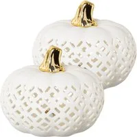 Creativ home LED-Dekofigur Kürbis (2 St), mit goldenem Stiel