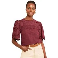 Love & Roses Kurzarmbluse Love & Roses Bluse mit Lochstickerei, Regular (1-tlg)