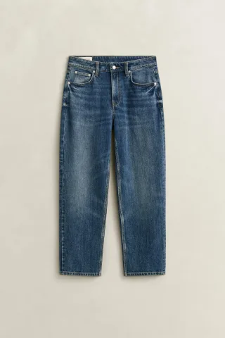 GANT - Verkürzte Stretch-Jeans mit geradem Bein mid blue broken in - Gr. - 29