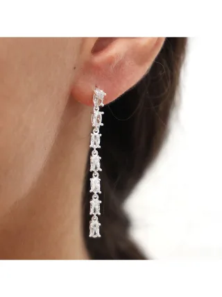 Dkeniz Ohrhänger 925/- Sterling Silber rhodiniert Glänzend 5cm Zirkonia Weiß