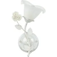 Licht-Erlebnisse Wandleuchte FLEURE, ohne Leuchtmittel, Wandlampe Shabby Weiß Floral Glasschirm romantisch
