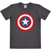 LOGOSHIRT Print-Shirt Captain America Shield T-Shirt Graphite Original Design aus dem Marvel Universum