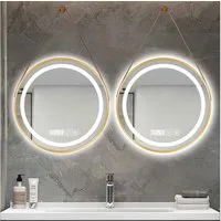 BBWL Wandspiegel LED Badezimmerspiegel rund 50/60/70 cm mit Antibeschlag, Touchschalter & 3 Lichtfarben 3000K–6000K, blendfrei