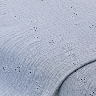 Musselin/Doppel-Gaze bestickt, rauchblau