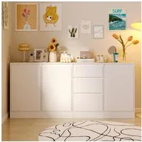 FUFU&GAGA Sideboard 3-Türiges-3-Schubladen- Sideboard, 80 X 180 X 35 cm, MDF,Weiß