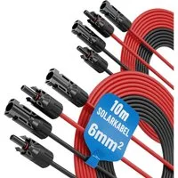 ABSINA 2x 2 Solarkabel 6mm2 10m H1Z2Z2-K schwarz & rot - PV Kabel 6mm2 10m Solarkabel