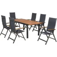 MERXX Garten-Essgruppe Toledo, (Set, 7-tlg), inkl. 6 Klappsessel, 1 Ausziehtisch