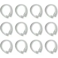 nodeko Duschvorhangringe Duschmantelringe, transparent, Ø innen 42 x 45 mm, verwendbar für alle gängingen Duschvorhangstangen, (Packung mit je 8 Stück oder 12 Stück, 12-St), sehr stabile Qualität