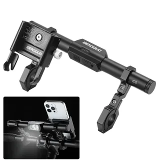 BENGGUO BG-0797 400LM Bicycle Headlight Handlebar Extension Bracket with Phone Holder Type-C Charging Waterproof Bike Mo