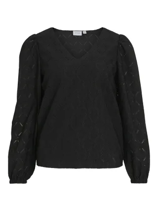 VILA - VIFERO V-NECK L/S TOP/DFS/TES Black Beauty - Gr. - S