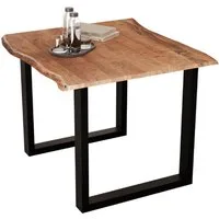 Liadomo Baumkantentisch Hugo, Baumkantentisch, Esstisch, Massivholztisch, Esszimmertisch, mit Esstischplatte aus Akazie und Metallgestell in U-Form