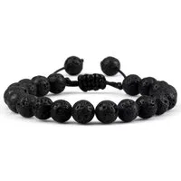 Ware aus aller Welt Armband Lavastein-Armband 8 mm verstellbar handgefertig Naturstein