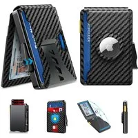 Forrlite Geldbörse Geldbörse Herren,Karten Geldbeutel Herren mit Airtag Slim Wallet (Große Kapazität Pop-up Portmonee AirTag für 12 Karten & 2 Ausweis,RFID Geldbörse Smart Wallet for Men mit Münzfach,Schwarz( AirTag ist nicht im Lieferumfang enthalte