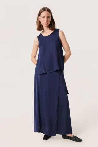Ärmellose Bluse Gerade Passform Night Sky dark blue