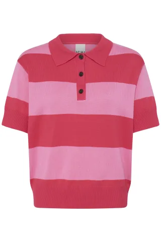ICHI - IHLULS POLO SS wide azalea pink stripe - Gr. - XS