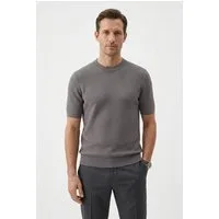 BOSS Kurzarmpullover Nilton Premium Menswear Business-Casual-Look, Strukturstrick-Material