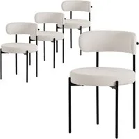 ML-DESIGN Polsterstuhl Esszimmerstühle Gruppe Küchenstuhl aus Teddystoff mit Metallbeinen, Clubstuhl 4er Set Wohnzimmerstuhl Weiß moderne Design Lounge Stuhl
