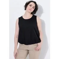 Ulla Popken Longtop Top Ballonsaum Classic Rundhals ärmellos